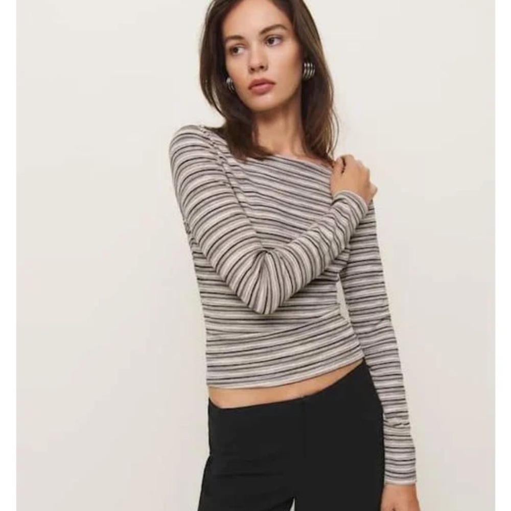 Striped Long Sleeve Top reformation wiley size small
